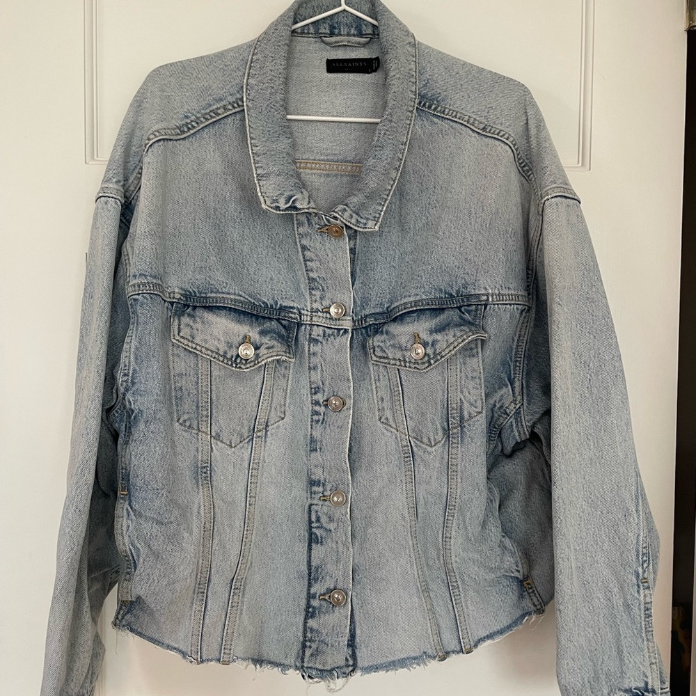 All Saints cropped cut off denim jacket